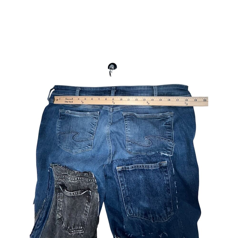 Silver Jeans Co Women’s 18W/L35 Upcycled Patchwork Flare Jeans Boho Y2K OOAK - Picture 14 of 16